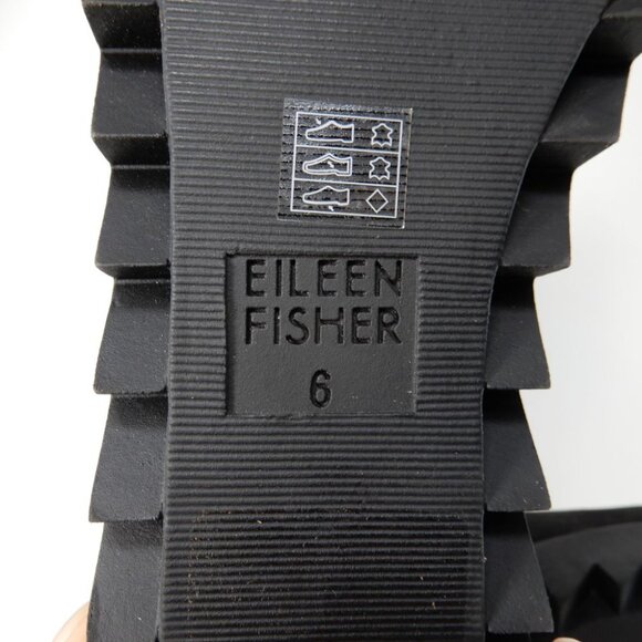 Eileen Fisher Kenille Wedge Bootie Size 6 Black Suede Genuine Shearling Trim NEW - Picture 11 of 14
